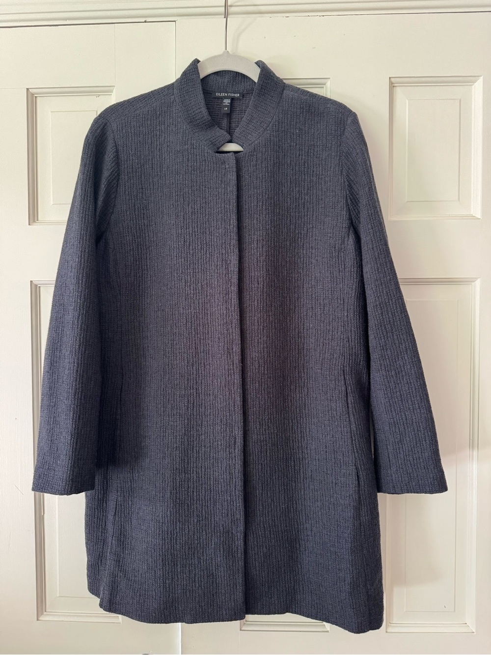 Eileen Fisher Dark Charcoal Textured Lightweight Coat